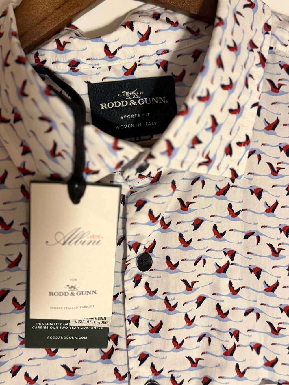 Rodd & Gunn Sports Fit Short Sleeve Woven in Italy Swan Print Shirt